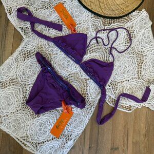 Hale Bob Purple Bikini With Sequin Trim in XS